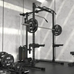 Poste à poulie à charge guidée 100 kg pour half rack ATX HRX-510 avec repose-jambes et repose-pieds pour un confort extrême
