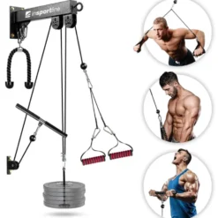 Poste à poulie à fixation murale compacte avec kit d'accessoire de tirage pour entraînement en home-gym