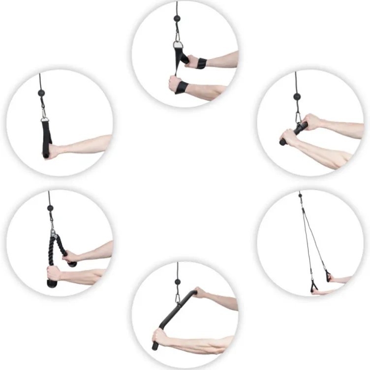 Poste à poulie à fixation murale compacte avec kit d'accessoire de tirage pour entraînement en home-gym