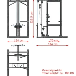 Power cage avec poulie haute et basse et barre de traction