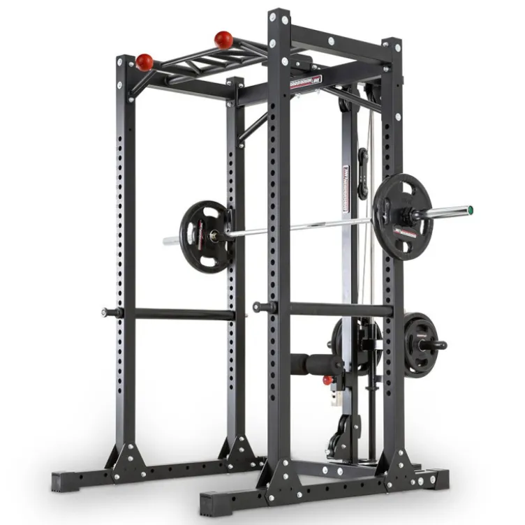 Power cage avec poulie haute et basse et barre de traction