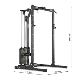 Power Half Rack de musculation ATX avec colonne de poids 115 kg et crochets en J - Série 600