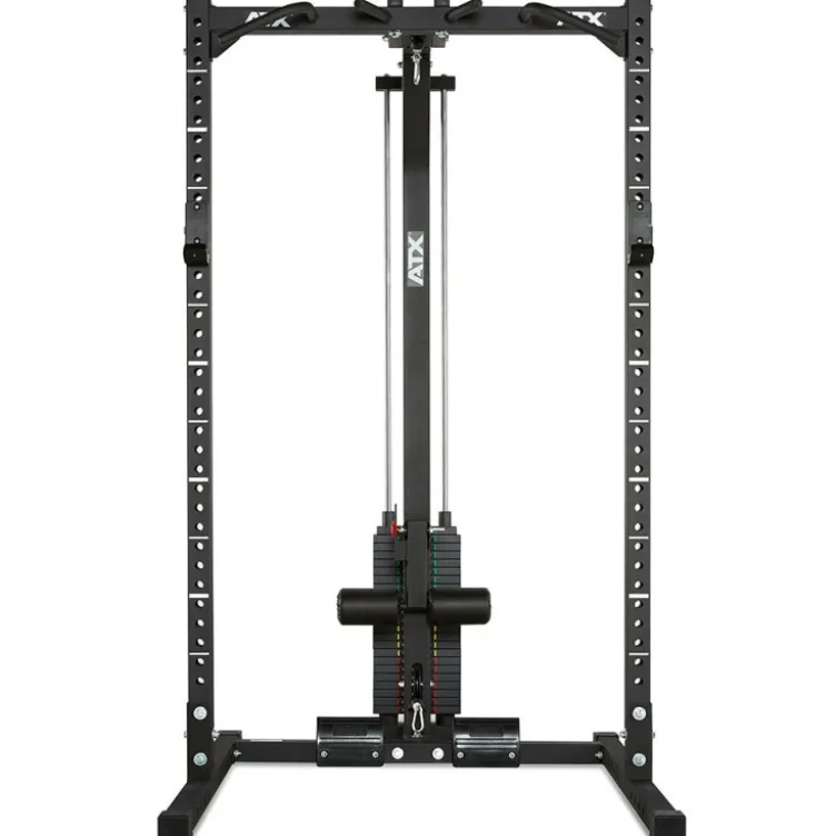 Power Half Rack de musculation ATX avec colonne de poids 115 kg et crochets en J - Série 600