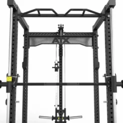 Power rack cage ATX avec poulie à charge libre et barre guidée - Barre de traction multigrip incluse série 700