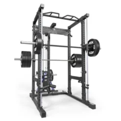 Power rack cage ATX avec poulie à charge libre et barre guidée - Barre de traction multigrip incluse série 700