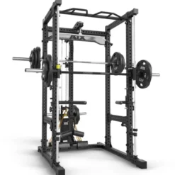Power rack cage ATX avec poulie à charge libre et barre guidée - Barre de traction multigrip incluse série 700