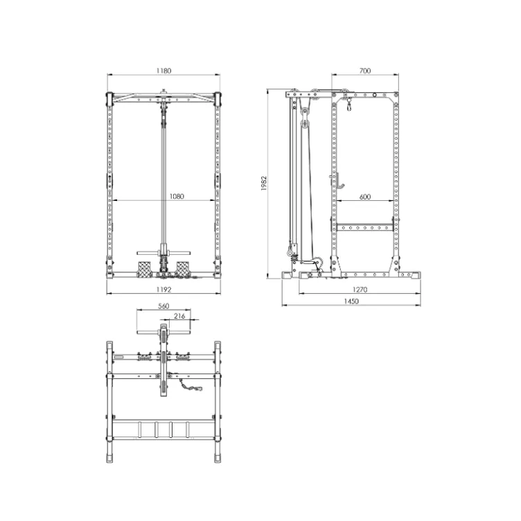 Power rack 198 cm station complète série 500 avec poulie haute et basse
