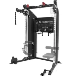 Power rack complet de musculation avec double colonne de poids de 90 kg et poulies rotatives à 360°