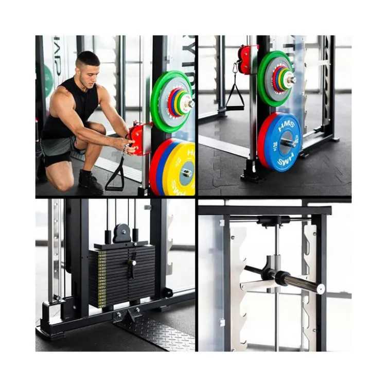 Power rack multi-équipé de musculation avec multipress et poulies vis-à-vis 90 kg - Tractions multi-grip