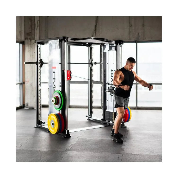 Power rack multi-équipé de musculation avec multipress et poulies vis-à-vis 90 kg - Tractions multi-grip