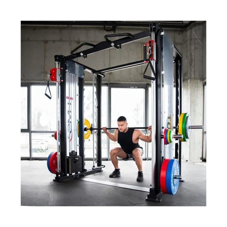 Power rack multi-équipé de musculation avec multipress et poulies vis-à-vis 90 kg - Tractions multi-grip