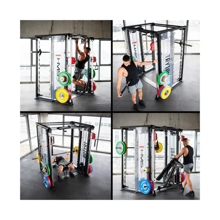 Power rack multi-équipé de musculation avec multipress et poulies vis-à-vis 90 kg - Tractions multi-grip