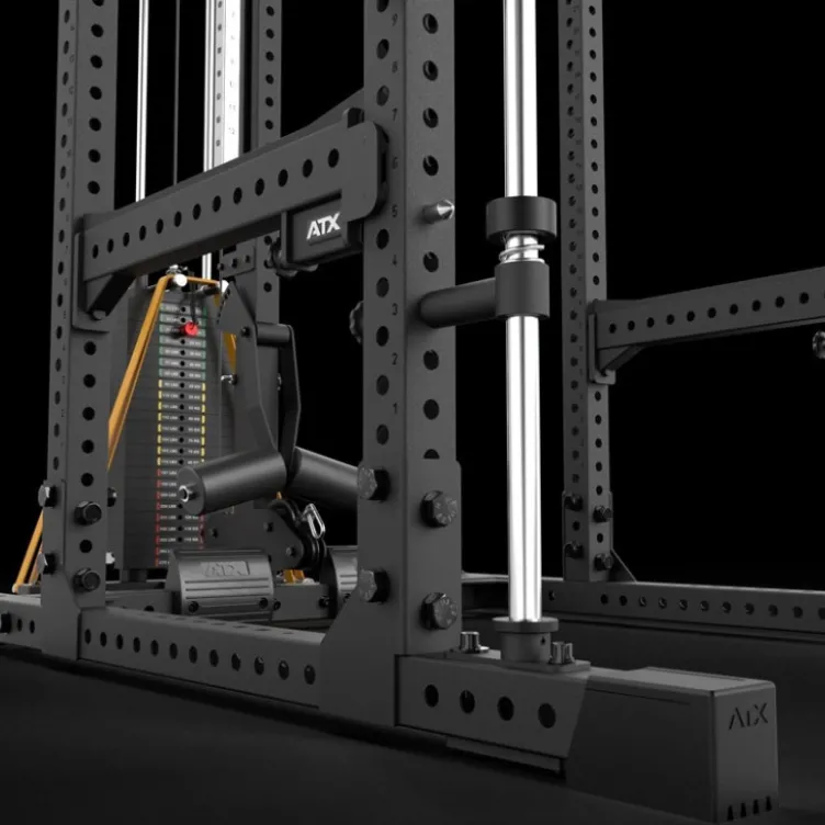 Power rack à squat ATX avec barre guidée et poulie à colonne de poids de 125 kg - Rack complet Série 700
