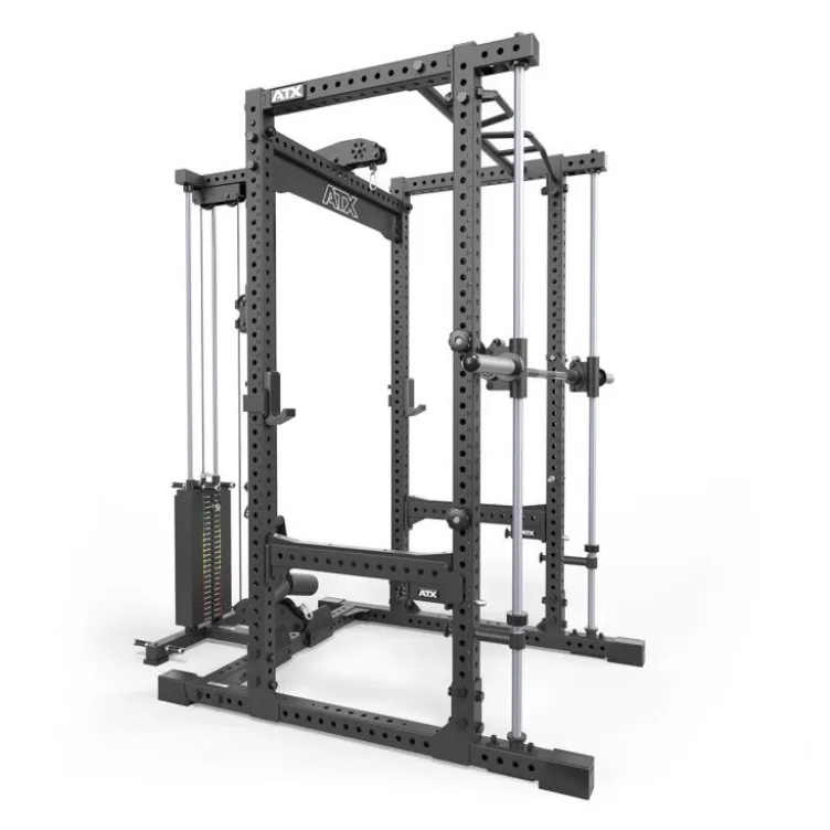 Power rack à squat ATX avec barre guidée et poulie à colonne de poids de 125 kg - Rack complet Série 700