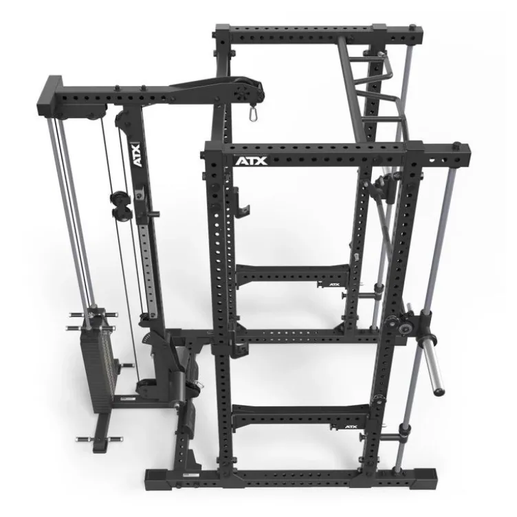 Power rack à squat ATX avec barre guidée et poulie à colonne de poids de 125 kg - Rack complet Série 700