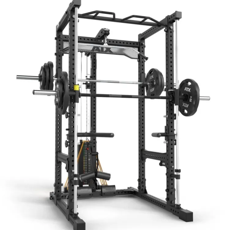 Power rack à squat ATX avec barre guidée et poulie à colonne de poids de 125 kg - Rack complet Série 700