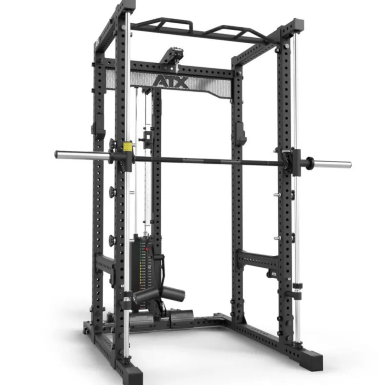Power rack à squat ATX avec barre guidée et poulie à colonne de poids de 125 kg - Rack complet Série 700
