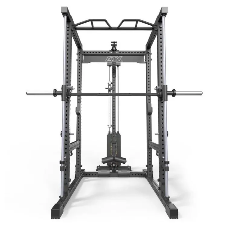 Power rack à squat ATX avec barre guidée et poulie à colonne de poids de 125 kg - Rack complet Série 700