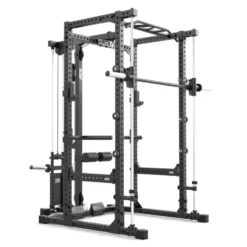 Power rack à squat ATX série 600 en 195 ou 215 cm avec option barre guidée et poulie à charge libre - Barres à dips incluses