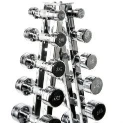 Pyramide de stockage pour 10 paires d'haltères hexagonaux ou chromés