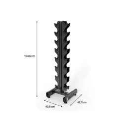 Rack complet de musculation avec 8 paires d'haltères rond en acier de 1 à 8 kg - Espace sportif professionnel