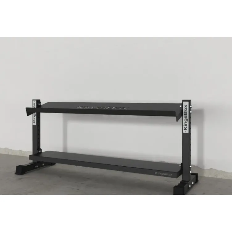 Rack de rangement en acier sur 2 étages pour haltères et kettlebells de musculation - 1.10 ou 1.50 mètre