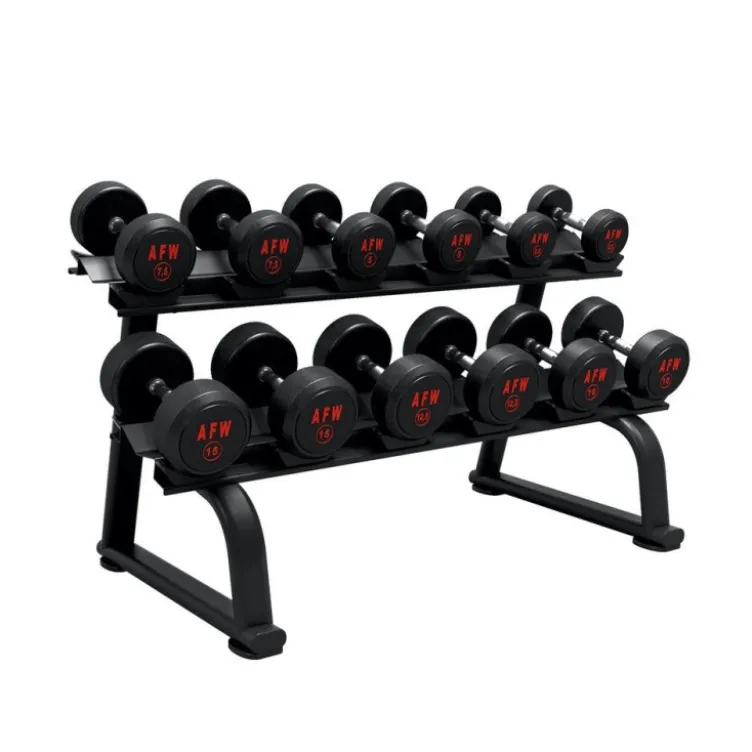 Rack de rangement horizontal à deux rangs pour 6 paires d'haltères