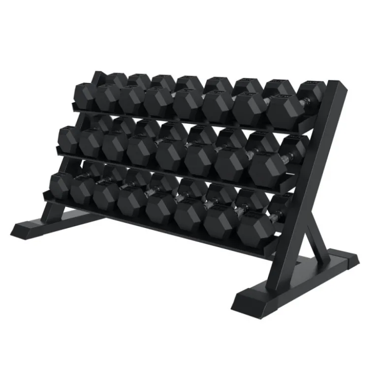 Rack de rangement à 3 niveaux pour 14 paires d'haltères - 2,5 à 35 kg