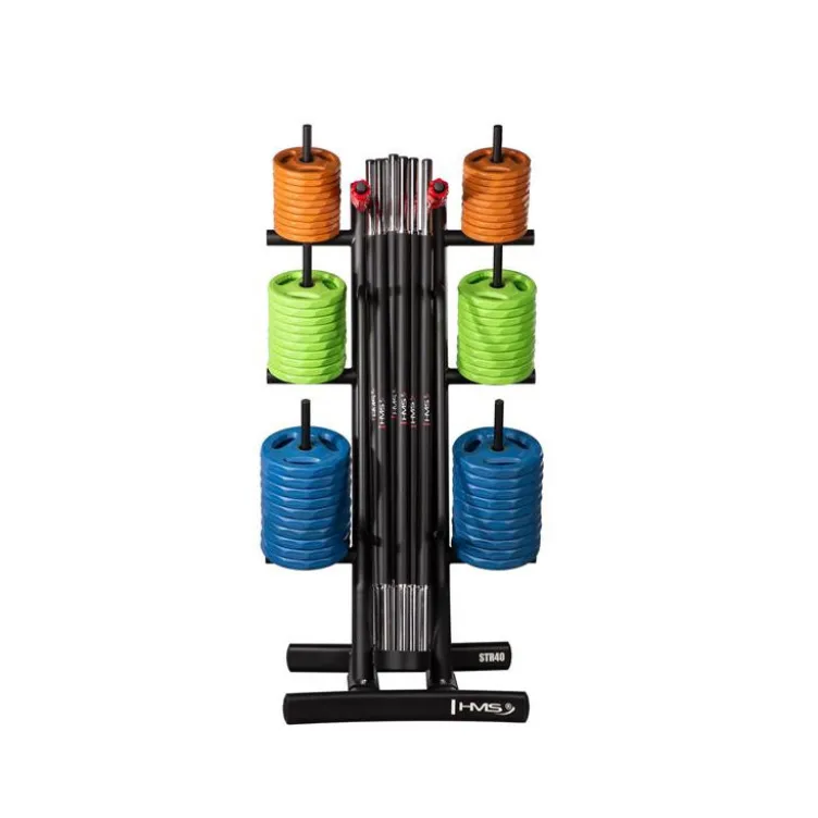 Rack de rangement vertical avec barres x 10 et disques de poids x60 - MAX 280 kg