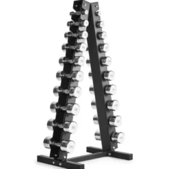 Rack de stockage ATX professionnel pyramidal pour 10 paires d'haltères hexagonaux ou chromés