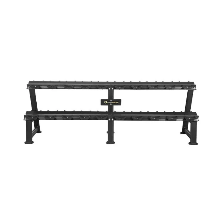 Rack de stockage double niveaux pour 10 paires d'haltères ronds