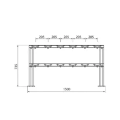 Rack de stockage pour haltères sur 2 étages avec support - Capacité 6 paires