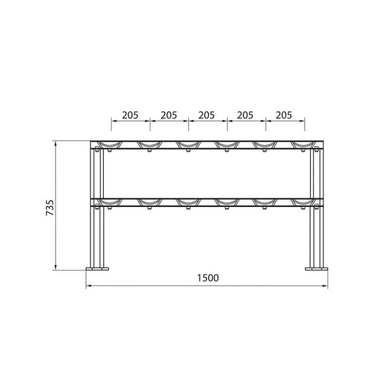 Rack de stockage pour haltères sur 2 étages avec support - Capacité 6 paires