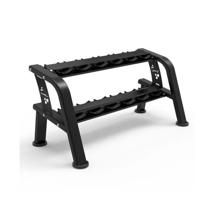 Rack de stockage pour haltères sur 2 étages avec support - Capacité 6 paires