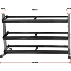 Rack d'haltères ATX 3 plateaux et 3 longueurs 90 à 150 cm