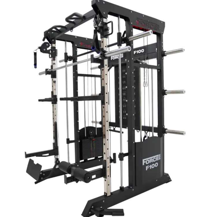 Rack polyvalent Force USA F100 V2 avec 200 kilos de plaques de poids et accessoires de training