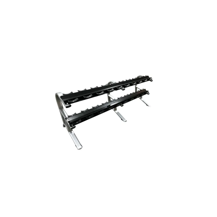 Rack professionnel pour 10 paires d'haltères avec supports individuels fixes double niveau