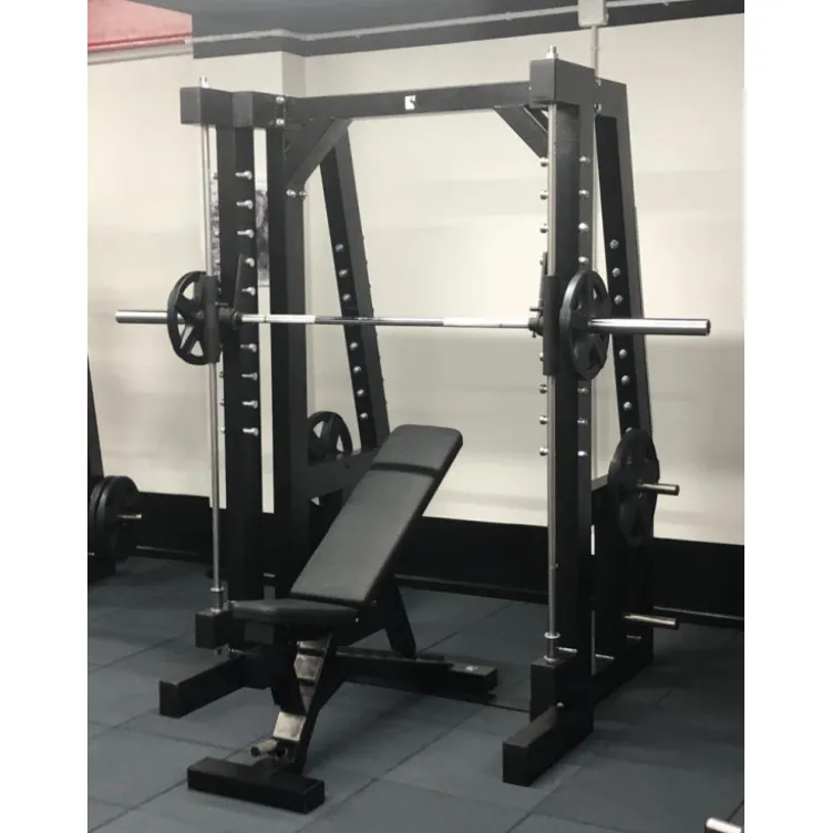 Rack à squat avec barre guidée à charge libre - Smith machine professionnelle pour disques de poids olympique