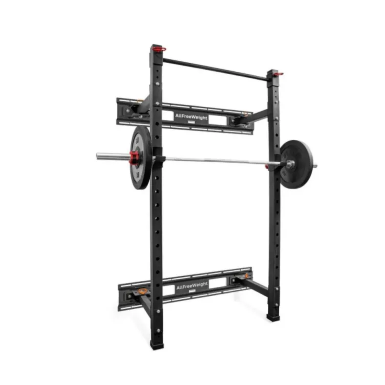 Rack à squat à fixation murale pliable et rabattable avec barre de traction pour home gym