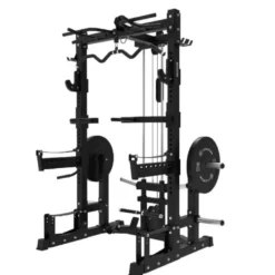 Rack à squat multi-équipé avec poulie haute et basse et set d'accessoires USQR Titanium Strength - Rack semi-professionnel