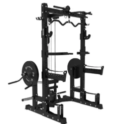 Rack à squat multi-équipé avec poulie haute et basse et set d'accessoires USQR Titanium Strength - Rack semi-professionnel