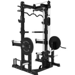Rack à squat multi-équipé avec poulie haute et basse et set d'accessoires USQR Titanium Strength - Rack semi-professionnel