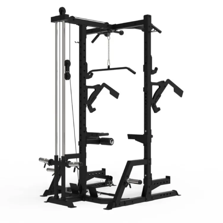 Rack à squat à poulie avec accessoires de musculation multiples et barre de traction pour homegym - Titanium Strength AX60