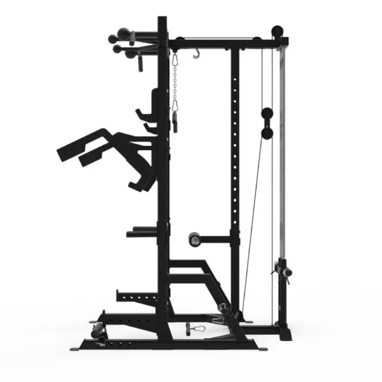 Rack à squat à poulie avec accessoires de musculation multiples et barre de traction pour homegym - Titanium Strength AX60