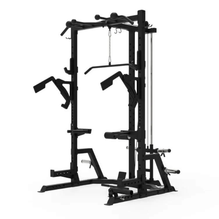 Rack à squat à poulie avec accessoires de musculation multiples et barre de traction pour homegym - Titanium Strength AX60