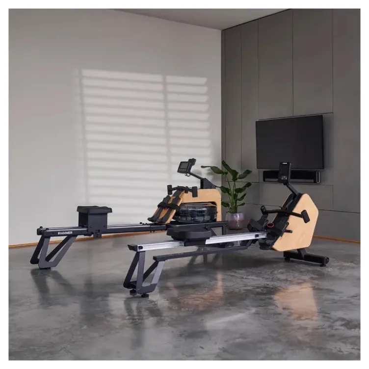 Rameur de cardio éco-conçu et pliable avec rail de 117 cm et 20 programmes de formation - 16 niveaux d'intensité
