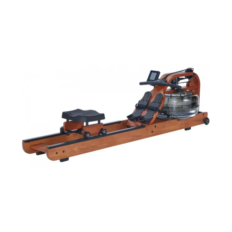 Rameur naturel en bois pliable avec système de résistance à eau et ordinateur de bord
