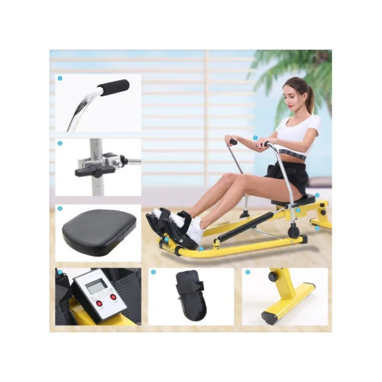 Rameur à résistance hydraulique avec écran LCD pour entraînement en home gym