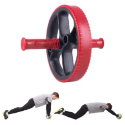 Roue abdominale d'aérobie en acier réglable avec poignées anti-dérapantes