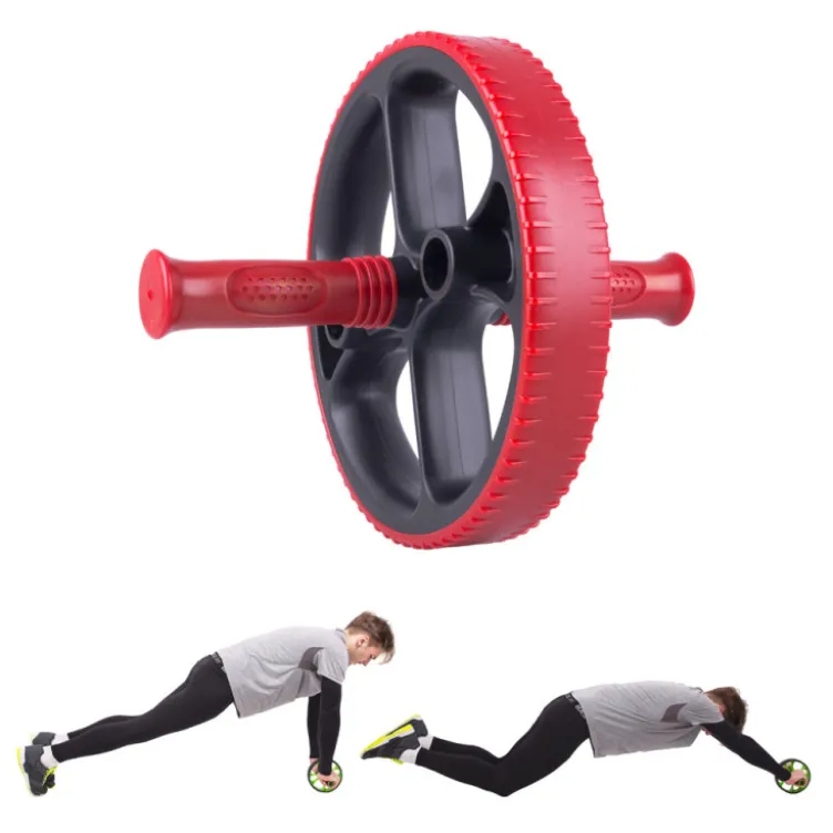 Roue abdominale d'aérobie en acier réglable avec poignées anti-dérapantes